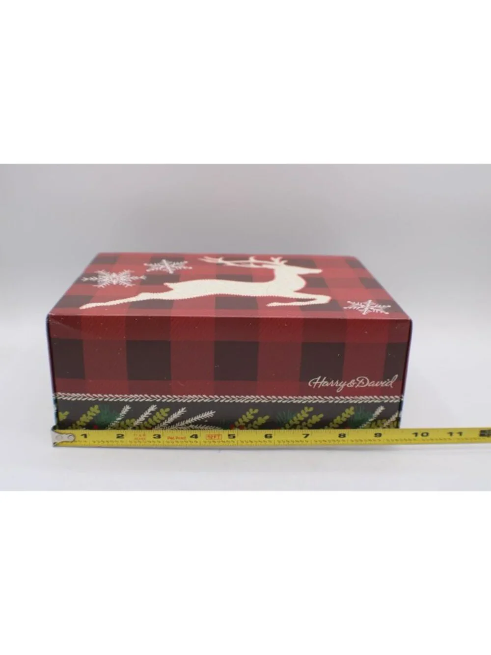 Harry and David Buffalo Plaid Reindeer Gift Box Keepsakes Gifting Holiday Empty